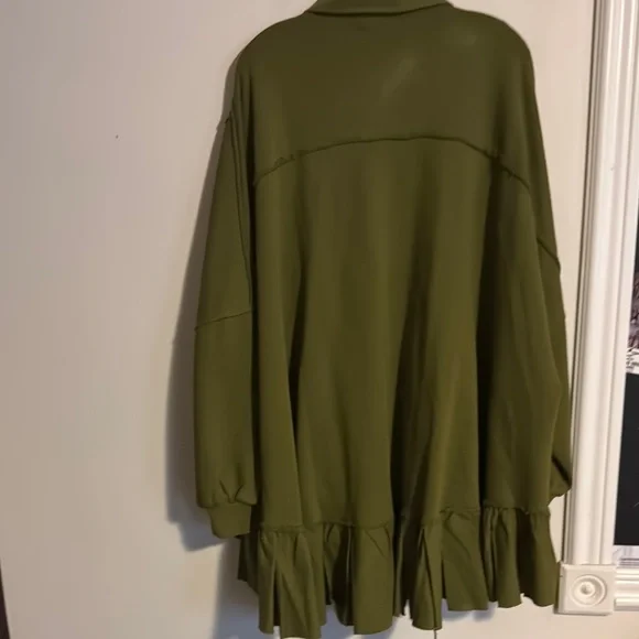 Free People Green Oversized Ruffled Button Down Shirt - Picture 7 of 10